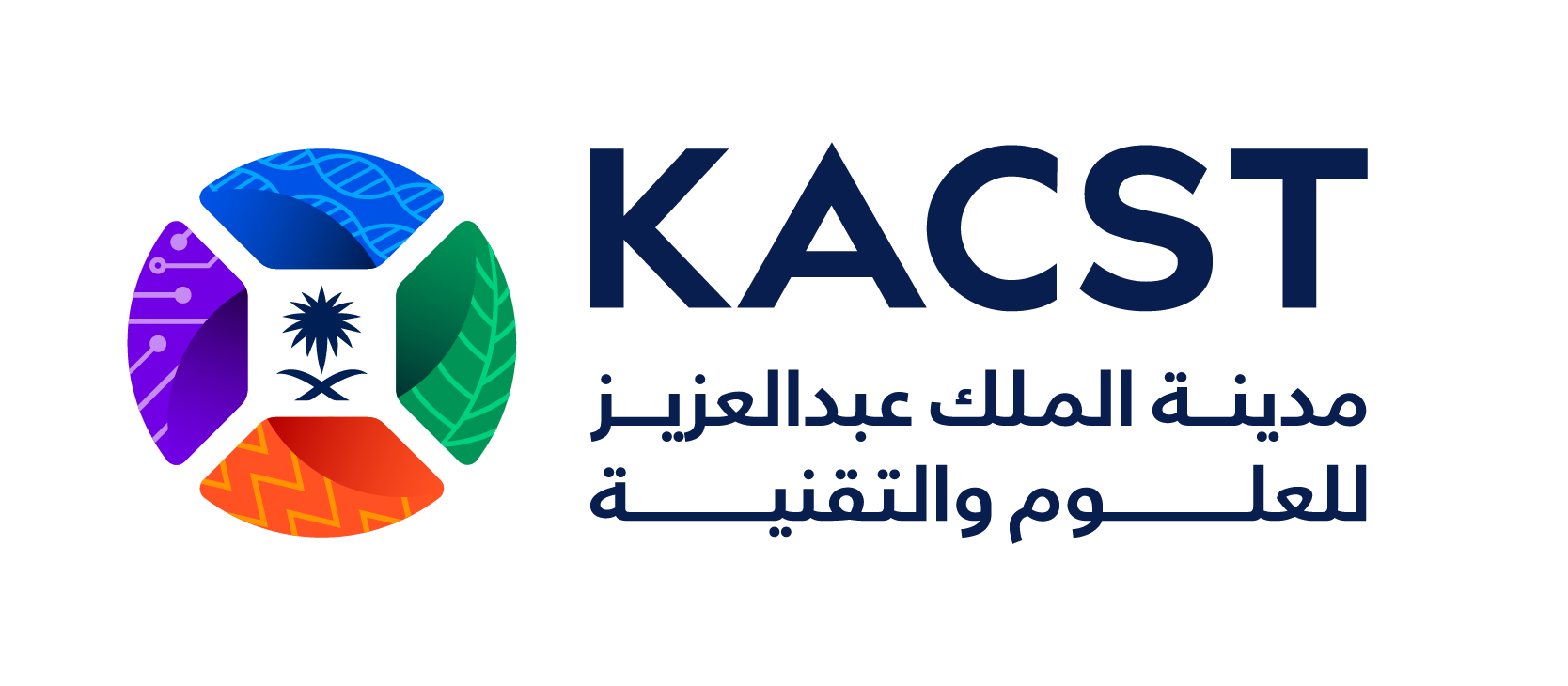 KACST Logo - circular symbol with colors red, blue, purple and green and name text